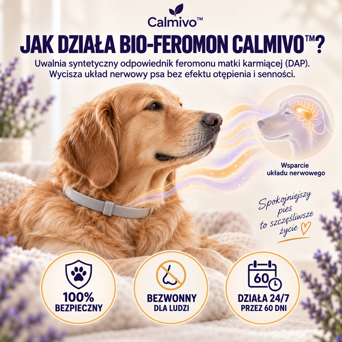 Calmivo™ – Obroża Uspokajająca z Feromonami dla Psa
