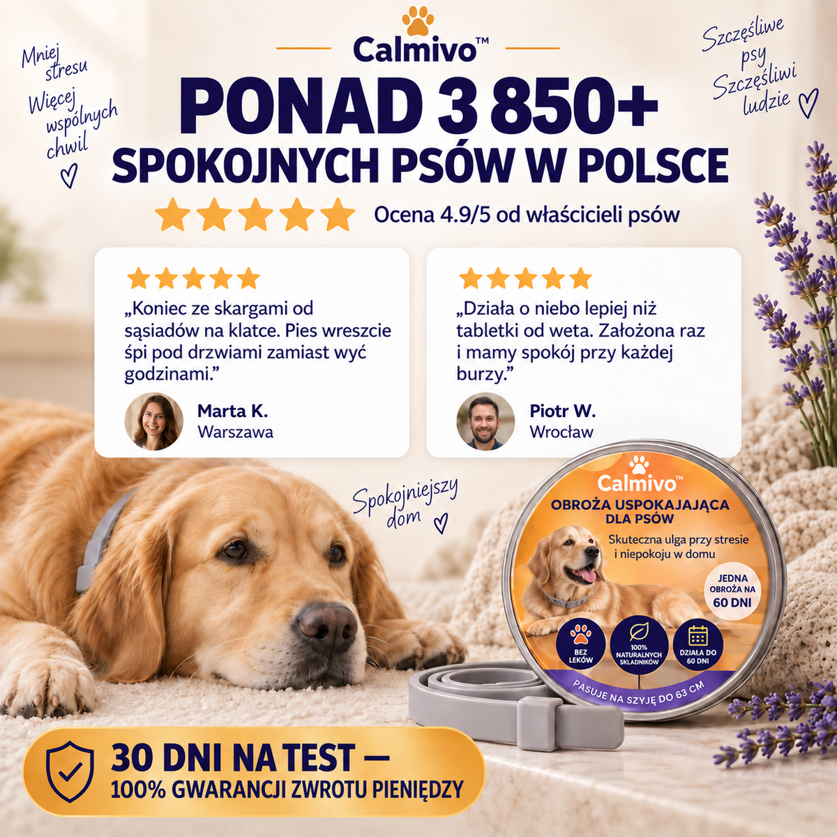 Calmivo™ – Obroża Uspokajająca z Feromonami dla Psa